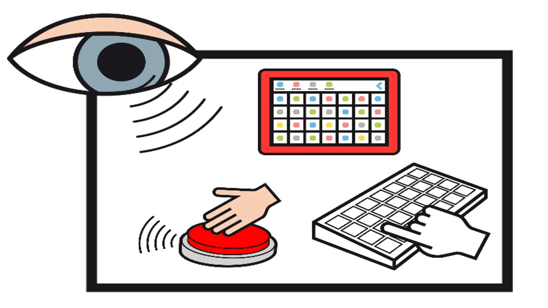 Zusammenschnitt von Metacomsymbolen (Auge, Taster, Tastatur etc.)